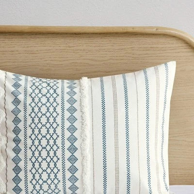 Ink+Ivy 3pc Imani Cotton Printed Duvet Cover Set With Chenille 5 Ink+Ivy 3pc Imani Cotton Printed Duvet Cover Set With Chenille - Image 5