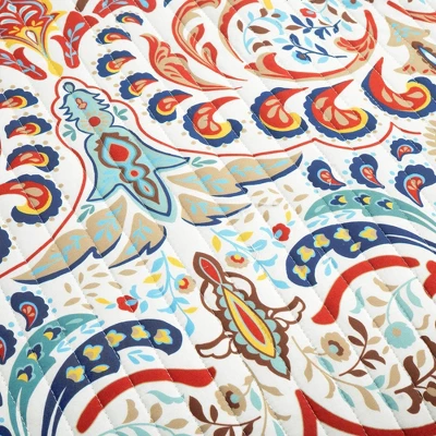 Lush Décor 3pc Boho Chic Reversible Oversized Cotton Quilt Set Seafoam/Red 2 Lush Décor 3pc Boho Chic Reversible Oversized Cotton Quilt Set Seafoam/Red - Image 2