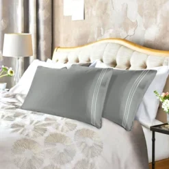 PiccoCasa Combed Cotton Embroidered Solid Pillowcases 2 Pcs 7 PiccoCasa Combed Cotton Embroidered Solid Pillowcases 2 Pcs -Bedding Store GUEST f9857b66 886c 4efa 8a63 369b3045af34