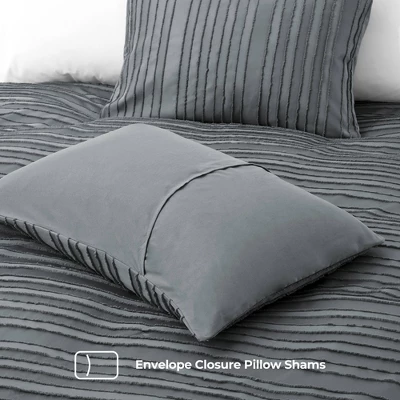 Peace Nest Microfiber Clipped Duvet Cover Set With Stripe Pattern 4 Peace Nest Microfiber Clipped Duvet Cover Set With Stripe Pattern - Image 4