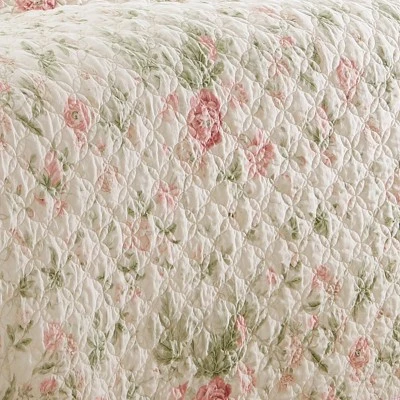 Laura Ashley Breezy Floral Quilt Sham Set Pink 4 Laura Ashley Breezy Floral Quilt Sham Set Pink - Image 4