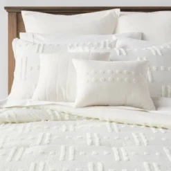 8pc Tufted Broken Stripe Comforter Bedding Set White - Threshold™ 17 8pc Tufted Broken Stripe Comforter Bedding Set White - Threshold™ -Bedding Store GUEST 002a1bd3 6315 43f4 bd9f f5b4017f14dd