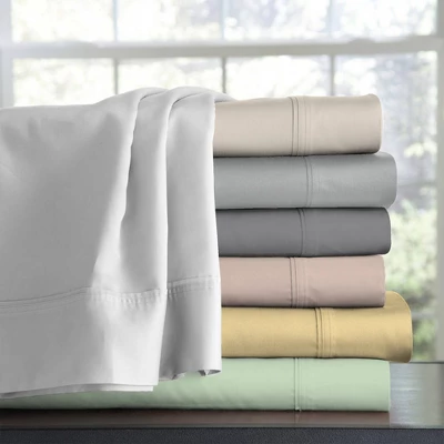 400 Thread Count Ultimate Percale Cotton Solid Sheet Set - Purity Home 4 400 Thread Count Ultimate Percale Cotton Solid Sheet Set - Purity Home - Image 4