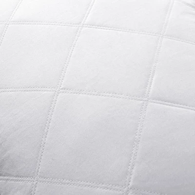 Peace Nest Goose Feather Down Pillow White Quilted Cotton Cover Set Of 2 5 Peace Nest Goose Feather Down Pillow White Quilted Cotton Cover Set Of 2 - Image 5