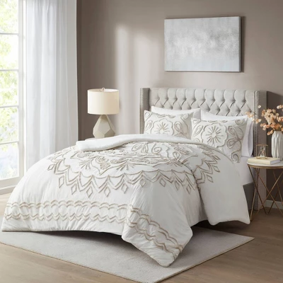 3pc Valeria Tufted Cotton Chenille Duvet Cover Set 1 3pc Valeria Tufted Cotton Chenille Duvet Cover Set