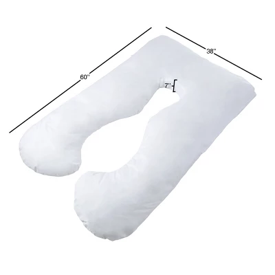 Hastings Home U-Shaped Full-Body Support Pregnancy Pillow With Zippered Cover - White, 60" X 38" 2 Hastings Home U-Shaped Full-Body Support Pregnancy Pillow With Zippered Cover - White, 60" X 38" - Image 2