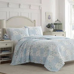 Blue Keena Quilt Set - Laura Ashley -Bedding Store GUEST 317525d5 4c63 40c8 a315 3f69a2d51881