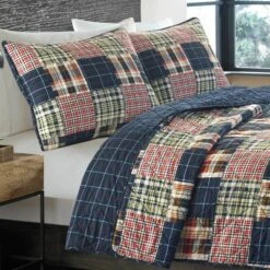 Eddie Bauer Madrona 100% Cotton Quilt Set Blue