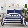 3pc King Block Stripe Quilt & Sham Set Blue - Ampersand For Makers Collective