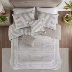 Madison Park 5pc River Clipped Jacquard Comforter Bedding Set With Throw Pillows Off-White -Bedding Store GUEST 6b084d3b b961 4966 a847 a144da5e459d
