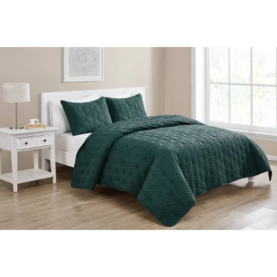 Kaleidoscope Embossed Geometric 3pc Quilt Set - VCNY 1 Kaleidoscope Embossed Geometric 3pc Quilt Set - VCNY