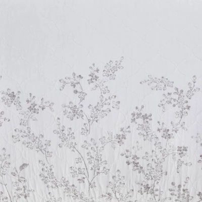 King Flora Quilt & Sham Set Gray - Laura Ashley 4 King Flora Quilt & Sham Set Gray - Laura Ashley - Image 4