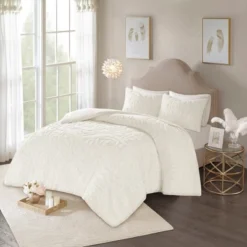 Cecily Tufted Cotton Chenille Medallion Duvet Cover Set