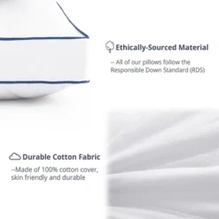 Peace Nest Goose Feather Down Pillow White Quilted Cotton Cover Set Of 2 9 Peace Nest Goose Feather Down Pillow White Quilted Cotton Cover Set Of 2 -Bedding Store GUEST 8b6d91b1 1ece 46af aa25 8b9f949d024d