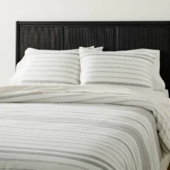 Alternating Pinstripe Comforter & Sham Set Gray/Cream - Hearth & Hand™ With Magnolia 7 Alternating Pinstripe Comforter & Sham Set Gray/Cream - Hearth & Hand™ With Magnolia -Bedding Store GUEST 99ea9eaa a4ca 48b7 8e04 56feb59ec9f6