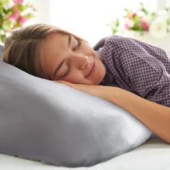 Satin Microfiber Pillowcases For Hair & Skin- Set Of 2 King Size Pillow Covers, Hidden Zippe By Hastings Home (Silver Gray) -Bedding Store GUEST 9dd304f5 7562 421f a997 cb4d6ef4ad07