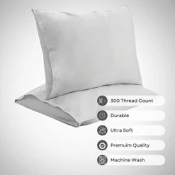 Circles Home Breathable Standard Envelope Pillow Case – Grey (2 Pack)