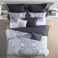 Modern Threads Marie Claire 8 Piece Tori Damask Comforter Set.