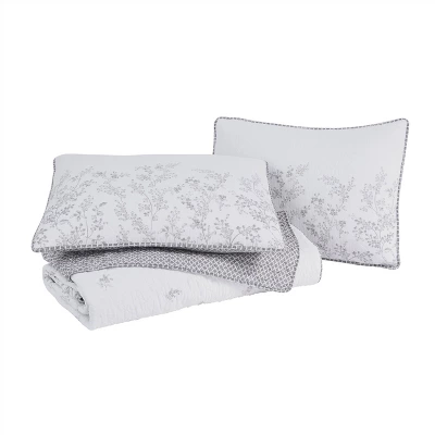 King Flora Quilt & Sham Set Gray - Laura Ashley 5 King Flora Quilt & Sham Set Gray - Laura Ashley - Image 5