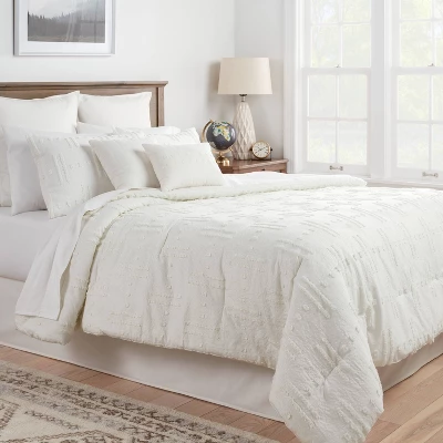 8pc Tufted Broken Stripe Comforter Bedding Set White - Threshold™ 1 8pc Tufted Broken Stripe Comforter Bedding Set White - Threshold™