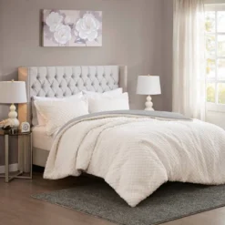 Madison Park Colden Reversible Textured Faux Shearling To Faux Mink Comforter Set Ivory/Gray -Bedding Store GUEST cf606a10 5708 4eb0 aea4 49b36f96367b