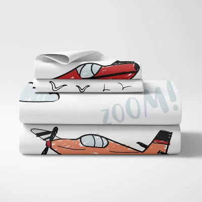 Queen Airplane Sheet Set Red/Blue - Sweet Jojo Designs 2 Queen Airplane Sheet Set Red/Blue - Sweet Jojo Designs - Image 2