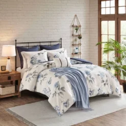 Benita 7pc Printed Seersucker Comforter Set Blue -Bedding Store GUEST fd43e07a 75a1 47e5 a5f6 278860baed95